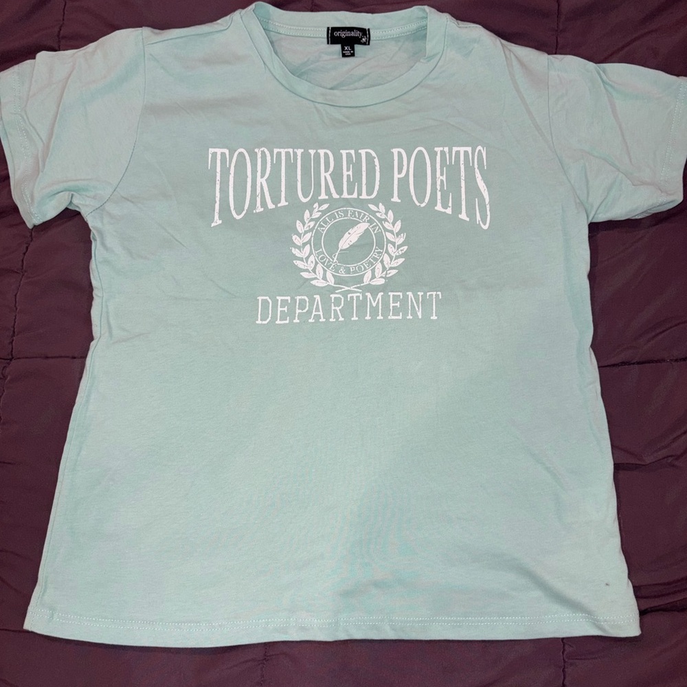 Tortured Poets Department Girls Graphic Tee - Light Mint XL Taylor Swift